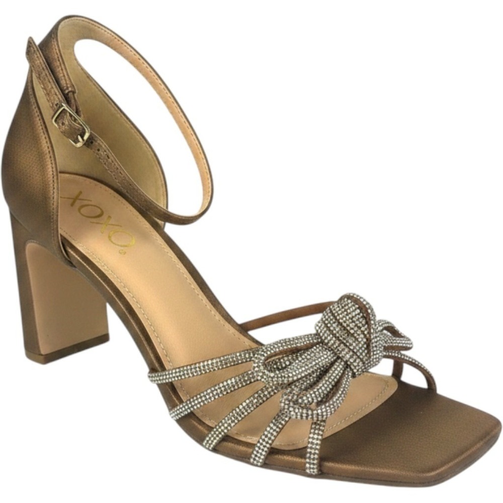 XOXO Bronze Rhinestone Block Heel Sandals Women's 9.5M – Holiday Ready – NIB
